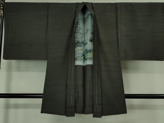 平和屋着物□極上 男性 塩沢紬 アンサンブル キングサイズ 長羽織 110