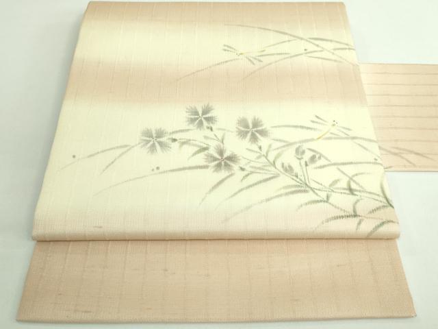 平和屋着物■極上　夏物　九寸名古屋帯　手描き　トンボ　蜻蛉　逸品　DZAB0453kh5