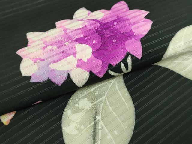 平和屋着物□極上 夏物 絽塩瀬 九寸名古屋帯 紫陽花 黒地 逸品