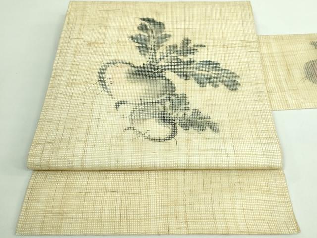 平和屋着物■極上　夏物　九寸名古屋帯　成り物　カブ　麻　逸品　DZAB0472kh5