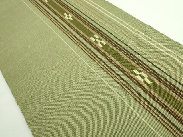 平和屋着物■極上　沖縄県伝統工芸品　八重山ミンサー　手織り　八寸名古屋帯　間道　綿　逸品　DZAB0481kh5 平和屋着物□極上 沖縄県伝統工芸品 八重山ミンサー 手織り 八寸名古屋