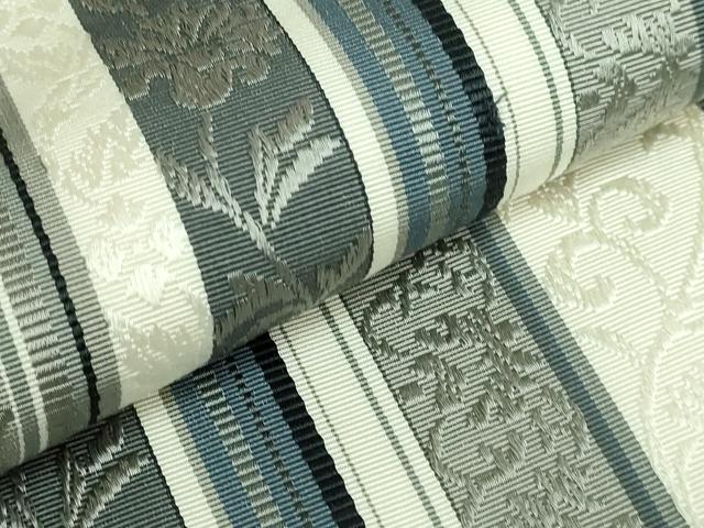 平和屋着物■極上　本場筑前博多織　八寸名古屋帯　花唐草間道　逸品　DZAB0482kh5_2