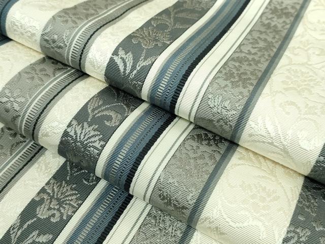 平和屋着物■極上　本場筑前博多織　八寸名古屋帯　花唐草間道　逸品　DZAB0482kh5_6