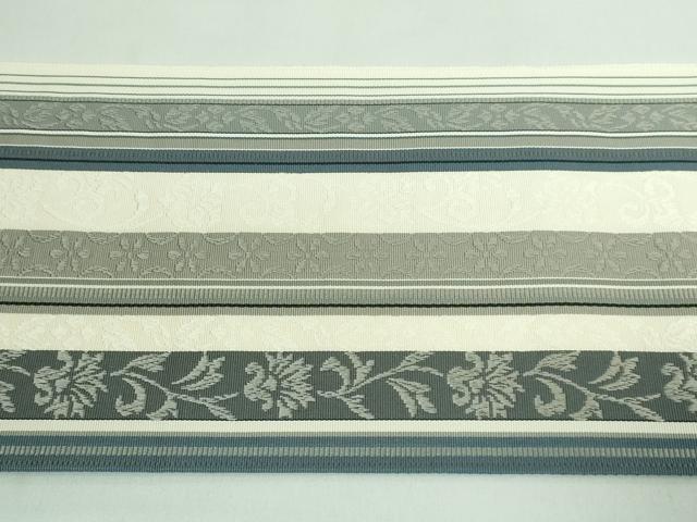 平和屋着物■極上　本場筑前博多織　八寸名古屋帯　花唐草間道　逸品　DZAB0482kh5_7