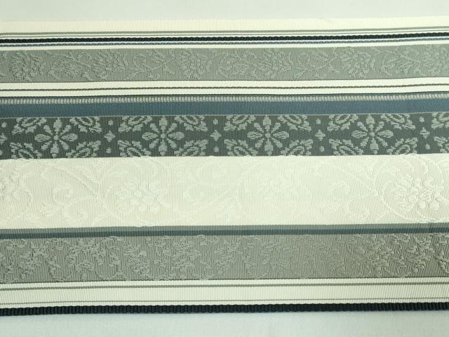 平和屋着物■極上　本場筑前博多織　八寸名古屋帯　花唐草間道　逸品　DZAB0482kh5_8