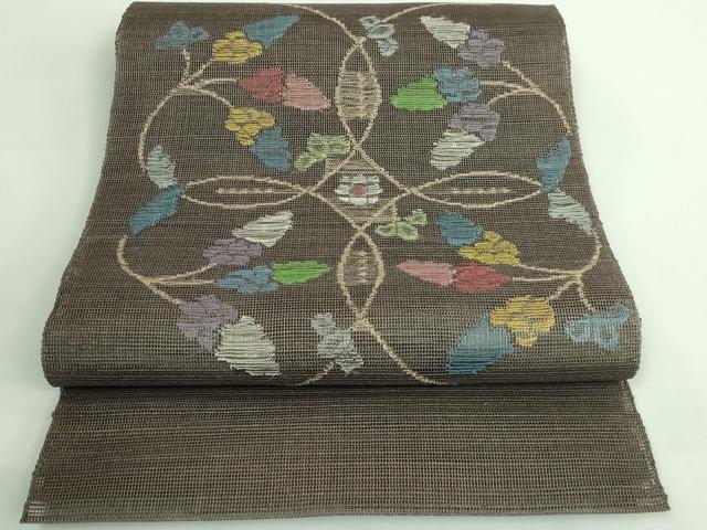 平和屋着物■極上　夏物　1854年創業　帯屋捨松　八寸名古屋帯　葡萄唐草　逸品　DZAB0491kh5