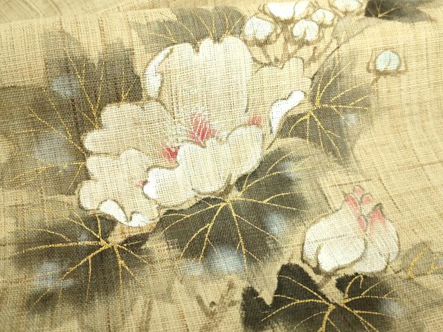 平和屋着物■極上　夏物　染色作家　桐山紫香　手描き　八寸名古屋帯　枝花文　金彩　逸品　DZAB0496kh5_2