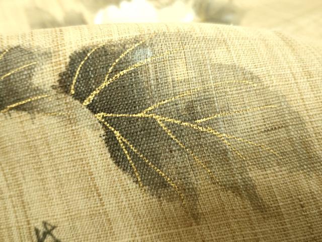 平和屋着物■極上　夏物　染色作家　桐山紫香　手描き　八寸名古屋帯　枝花文　金彩　逸品　DZAB0496kh5_4