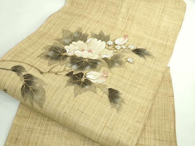 平和屋着物■極上　夏物　染色作家　桐山紫香　手描き　八寸名古屋帯　枝花文　金彩　逸品　DZAB0496kh5_6