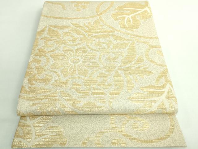 平和屋本店■極上　1854年創業　帯屋捨松　六通柄袋帯　葡萄蔦の葉　唐草文　金糸　逸品　DZAB0509kh5