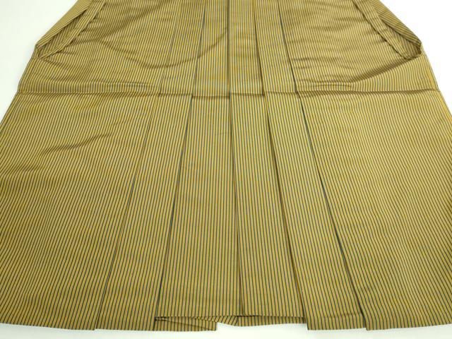 平和屋本店■極上　男性　人間国宝　甲田綏郎　精好仙台平　馬乗り袴　縞　桑茶色地　逸品　DZAB0543kh5 平和屋本店□極上 男性 人間国宝 甲田綏郎 精好仙台平 馬乗り袴