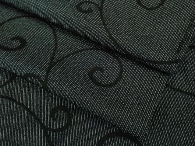 平和屋着物■極上　本塩沢　単衣　唐草文　濃藍色地　逸品　DZAB0599kh5