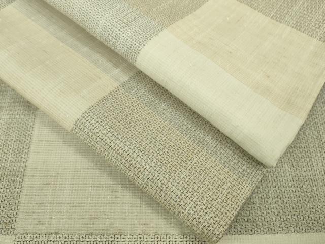 平和屋着物■極上　結城紬　単衣　100亀甲　市松文様　逸品　DZAB0620kh5