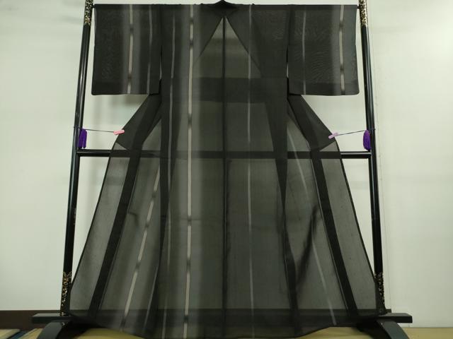 平和屋着物■極上　夏物　絹芭蕉　訪問着　間道　暈し染め　黒地　逸品　DZAB0628kh5