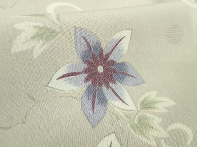 平和屋着物■極上　小紋　単衣　23区　草花文　薄柿鼠色地　洗える着物　逸品　DZAB0629kh5