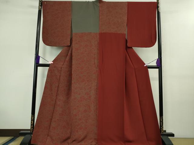 平和屋本店■希少　着物デザイナー　紫藤尚世　訪問着　片身替わり　鬼しぼ縮緬　逸品　DZAB0635kh5