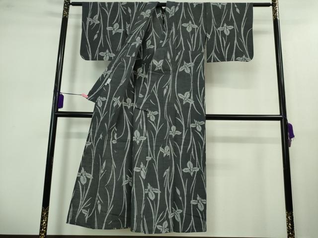 平和屋着物■極上　夏物　竺仙　浴衣　綿　杜若　褐色地　伊勢丹扱い　逸品　DZAB0642kh5