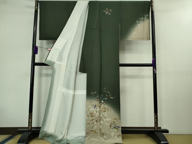 平和屋着物■極上　訪問着　どんぐり　枝葉文　暈し染め　高麗納戸色地　金銀彩　逸品　未使用　DZAB0644kh5 平和屋着物□極上 訪問着 どんぐり 枝葉文 暈し染め 高麗納戸色