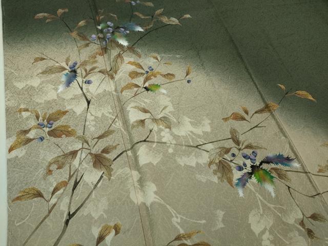 平和屋着物□極上 訪問着 どんぐり 枝葉文 暈し染め 高麗納戸色