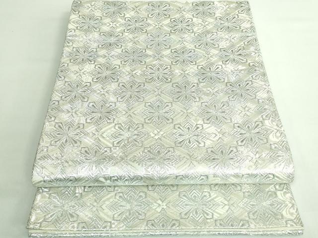 平和屋着物■極上　太鼓柄袋帯　有職唐織　花菱文　銀彩　逸品　DZAB0653kh5