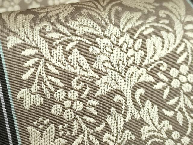 平和屋本店□極上 本場筑前博多織 両面 全通柄袋帯 草花間道