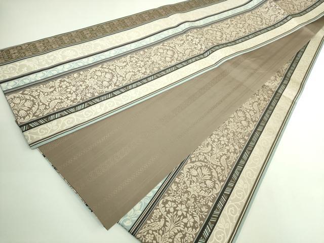 平和屋本店□極上 本場筑前博多織 両面 全通柄袋帯 草花間道