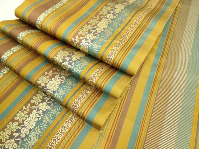 平和屋着物■極上　本場筑前博多織　両面　全通柄袋帯　草花間道　金糸　逸品　DZAB0660kh5