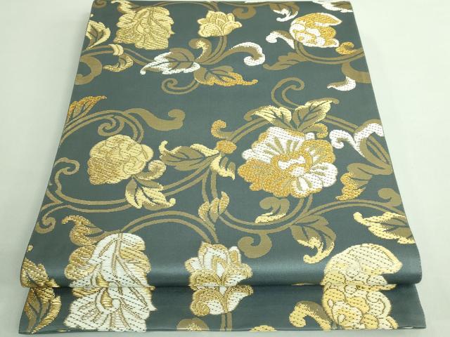 平和屋着物■極上　西陣　白寿苑謹製　六通柄袋帯　唐織　宝来唐草文様　金糸　証紙付き　逸品　DZAB0662kh5