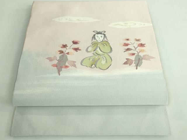 平和屋着物■極上　西陣　小川英謹製　爪掻き本綴れ　八寸名古屋帯　人物文　金銀糸　逸品　DZAB0682kh5