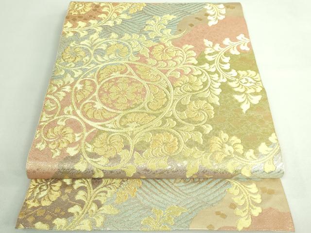 平和屋着物■極上　西陣　川島織物　六通柄　本袋帯　唐草文　金糸　逸品　DZAB0693kh5