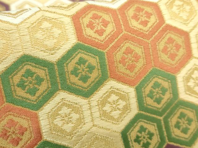 平和屋着物■極上　俵屋　人間国宝　喜多川平朗  有職織物　六通柄袋帯　唐織　亀甲文　由来書付き　逸品　DZAB0702kh5 平和屋着物□極上 俵屋 人間国宝 喜多川平朗 有職織物 六通柄