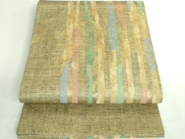 平和屋着物■極上　名門　しょうざん　生紬　紙屋川伝承　絹漉貴　太鼓柄袋帯　金糸　逸品　DZAB0715kh5