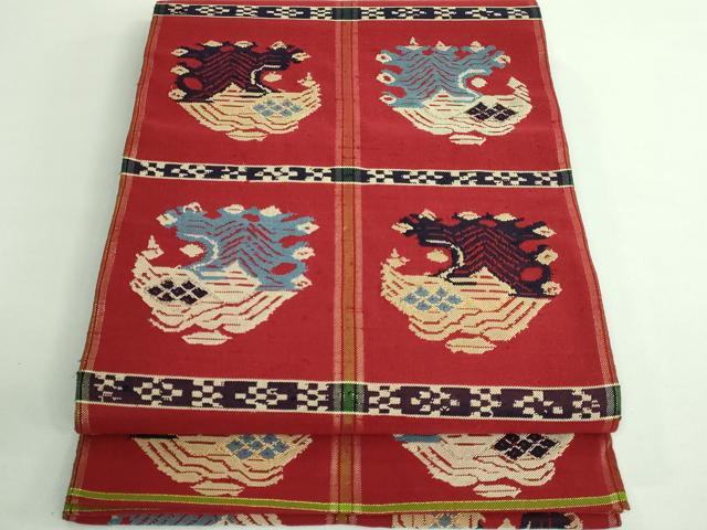 平和屋着物■最高級　龍村平蔵製　太鼓柄　本袋帯　甲比丹孔雀　金糸　逸品　DZAB0719kh5