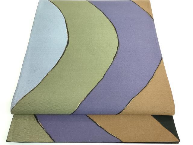 平和屋着物■極上　世界的人形師　辻村寿三郎　ジュサブロー　六通柄袋帯　よろけ縞　黒地　金糸　逸品　DZAB0721kh5