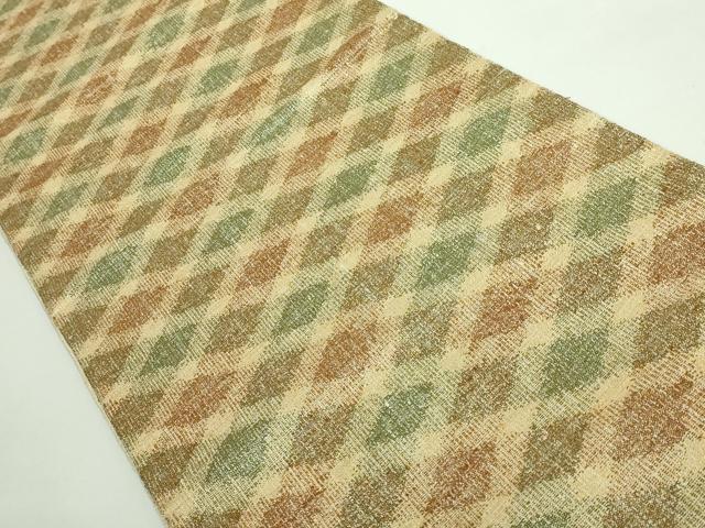 平和屋着物■極上　銀座きしや　六通柄袋帯　紬地　網目文　たとう紙付き　逸品　DZAB0743kh5 平和屋着物□極上 銀座きしや 六通柄袋帯 紬地 網目