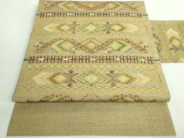 平和屋着物■極上　本場琉球　読谷山花織　紬地　九寸名古屋帯　逸品　DZAB0745kh5