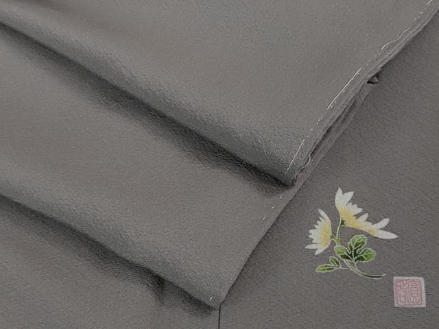 平和屋着物■極上　本草木染作家　啓圓　色無地　薄鼠色　逸品　未使用　DZAB0789kh5