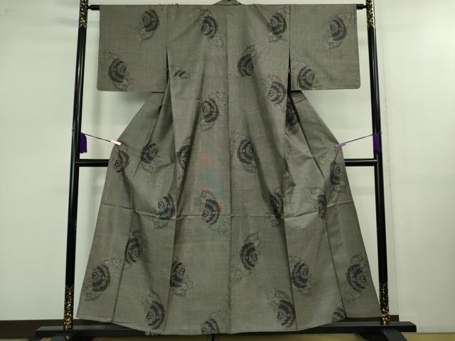 平和屋着物■極上　都喜ヱ門　本場大島紬　単衣　破れ色紙重ね花文　藤絹織物謹製　逸品　未使用　DZAB0827kh5