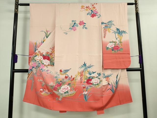 平和屋本店■極上　本加賀友禅作家　野村絵美　七五三　女の子　7歳　祝着　鴛鴦花文　暈し染め　逸品　DZAB0850kh5