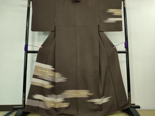 平和屋着物□極上 訪問着 霞文 赤墨茶色地 金彩 逸品 未