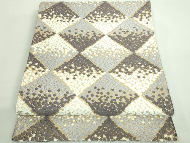 平和屋着物■極上　西陣　河合美術織物謹製　六通柄袋帯　唐織　菱　金糸　逸品　DZAB0915kh5