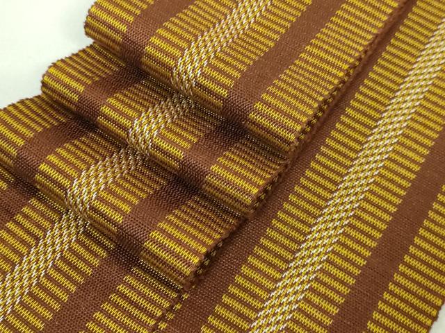 平和屋着物■極上　男性　本場黄八丈　紬　角帯　間道　逸品　DZAB0919kh5