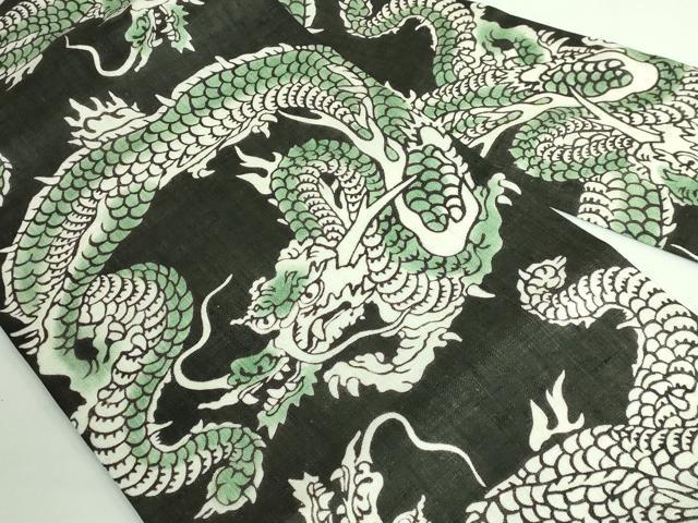 平和屋本店■極上　夏物　和染紅型　栗山紅型　栗山吉三郎　九寸名古屋帯　本大麻帯　龍　反端付き　逸品　新品　DZAB0941kh5 平和屋本店□極上 夏物 和染紅型 栗山紅型 栗山吉三郎 九寸名古屋帯 本