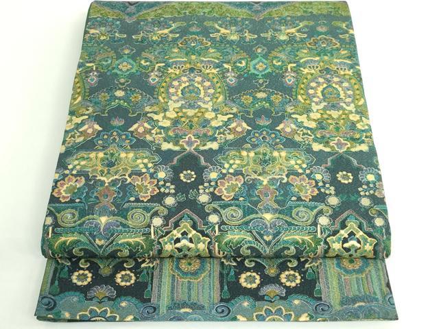 平和屋着物■極上　前田仁仙　仁仙更紗　全通柄袋帯　更紗洋花文　金彩　逸品　DZAB0956kh5