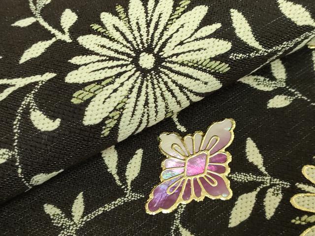 平和屋着物□極上 螺鈿作家 藤本隆士 六通柄袋帯 螺鈿 枝花