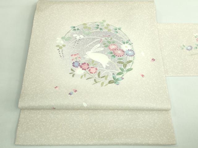 平和屋着物■極上　九寸名古屋帯　花兎　逸品　DZAB0981kh5