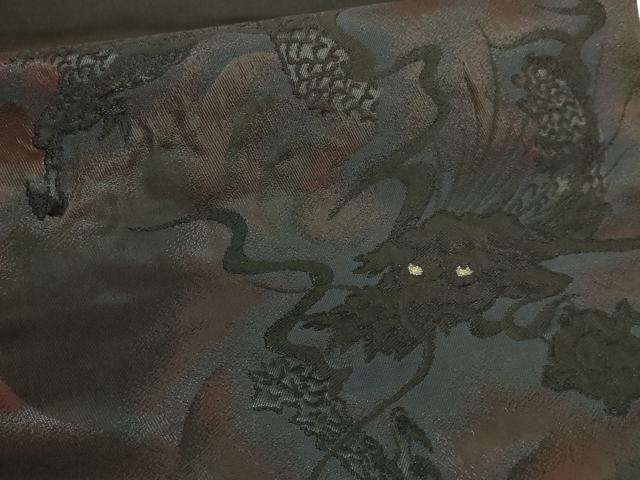 平和屋着物□極上 九寸開き名古屋帯 龍 黒地 金糸 逸品 DZAB0982kh5