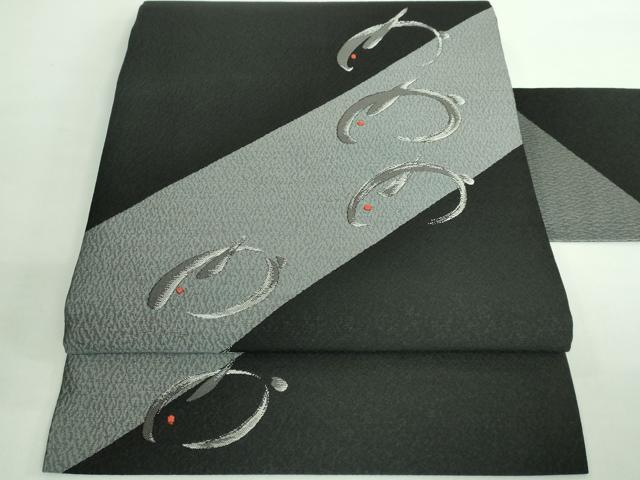 平和屋着物■極上　九寸名古屋帯　兎　黒地　逸品　DZAB0992kh5