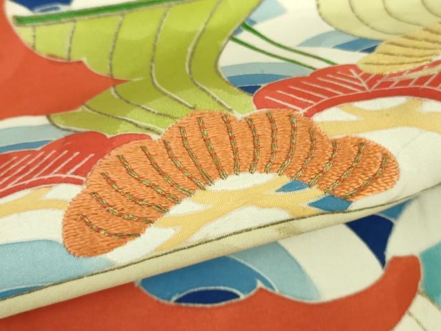 平和屋本店○極上 アンティーク 大正ロマン 振袖 駒刺繍 笹竹雲文 金彩