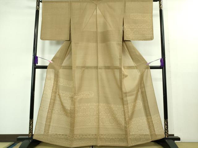 平和屋着物■極上　夏物　本塩沢　夏塩沢　エ霞花文　香染色地　逸品　DZAB1026kh5